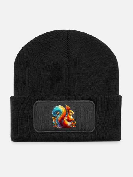 Eichhörnchen - Recycelte Patch Beanie - Schwarz