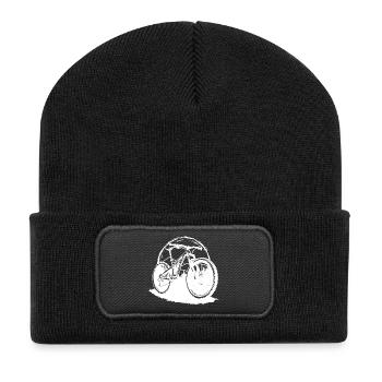 Mountain biking illustration - Recycled Patch Beanie - black - Front