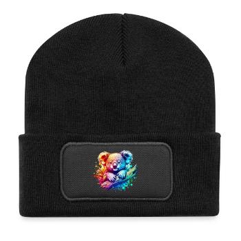 Koala - Recycelte Patch Beanie - Schwarz - Vorne
