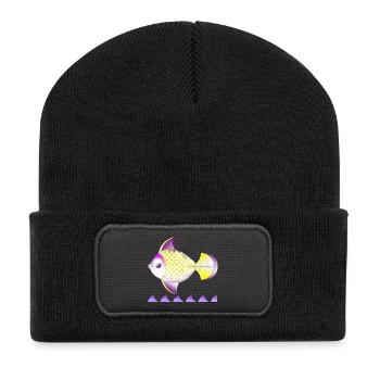 Golgener Fisch - Recycelte Patch Beanie - Schwarz - Vorne