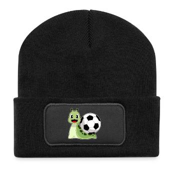 Schnecke Fußballspieler Fußball - Recycelte Patch Beanie - Schwarz - Vorne