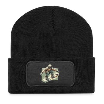 Snowboarder - Recycelte Patch Beanie - Schwarz - Vorne