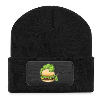 Raupe Cheeseburger - Recycelte Patch Beanie - Schwarz - Vorne