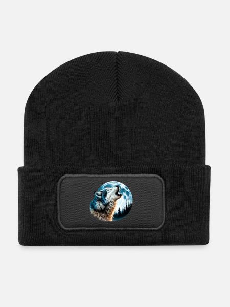 Wolf - Recycelte Patch Beanie - Schwarz