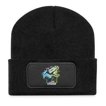 Game Changer – Fußball Fallrückzieher Designsymbol - Recycelte Patch Beanie - Schwarz - Vorne