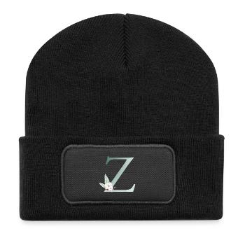 Z Monogram, Floral, Personalizable - Recycled Patch Beanie - black - Front