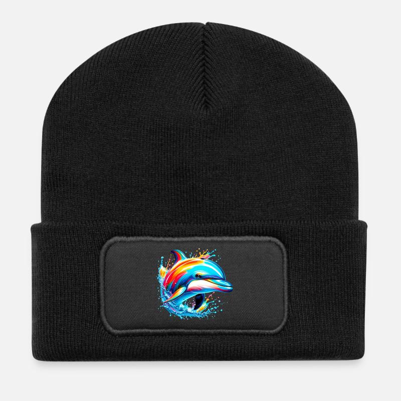 Delfin - Recycelte Patch Beanie - Schwarz