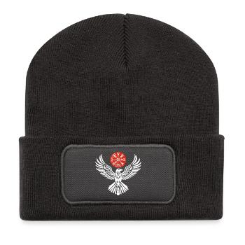The White Raven and Red Moon - Recycled Patch Beanie - dark grey - Front