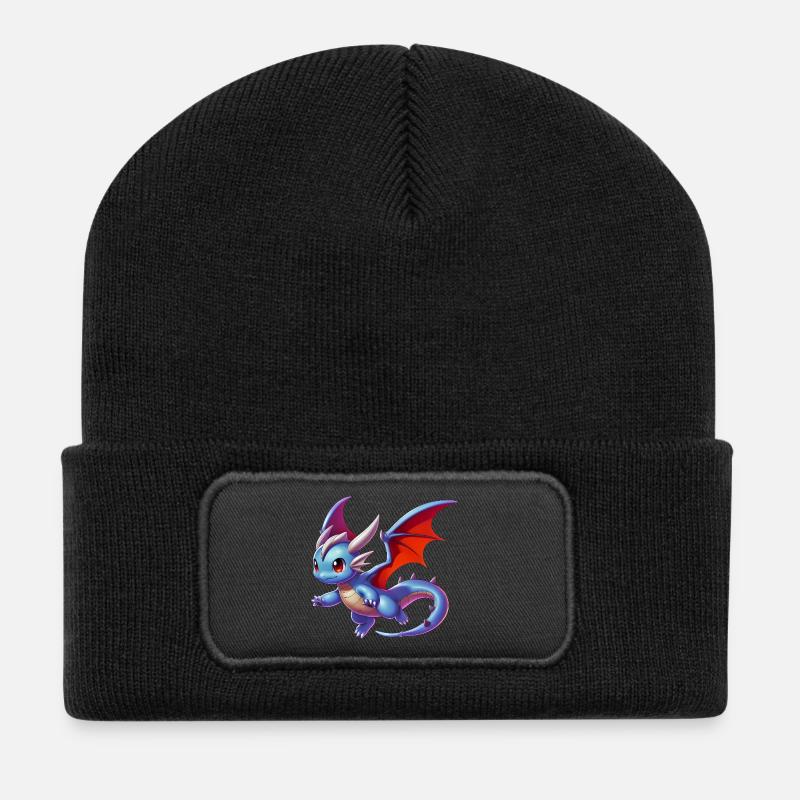 Drache - Recycelte Patch Beanie - Schwarz