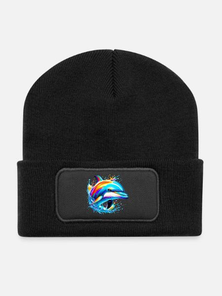 Delfin - Recycelte Patch Beanie - Schwarz