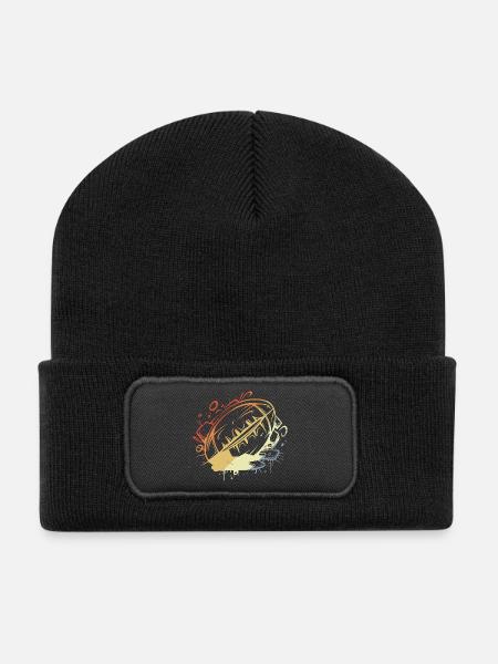 Rugby Ball Vintage Look - Recycelte Patch Beanie - Schwarz