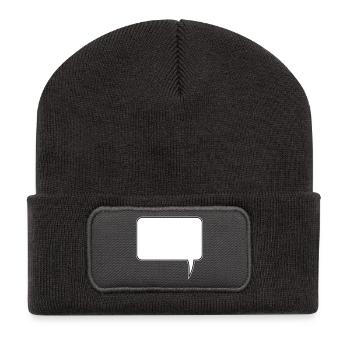Speech bubble rectangle design - Recycled Patch Beanie - dark grey - Front