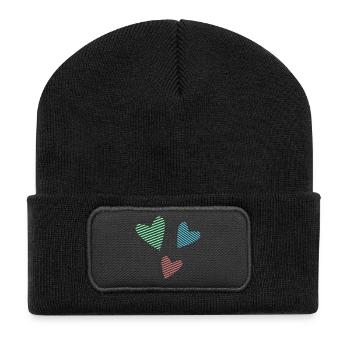 HERZ. VIELEN DANK. GELIEBTE. MEISTER. DANKE HERRIN. - Recycelte Patch Beanie - Schwarz - Vorne