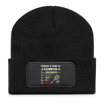 idée cadau badminton Drôle Homme Humour Badminton - Beanie recyclé à patch - noir - Devant