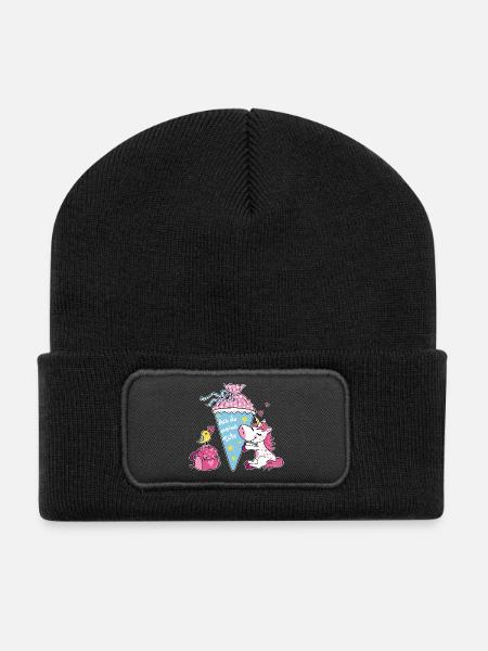 School enrollment unicorn. Oh my bag! - Recycled Patch Beanie - black