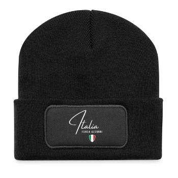 Italy, minimalist elegant design - Recycled Patch Beanie - black - Front