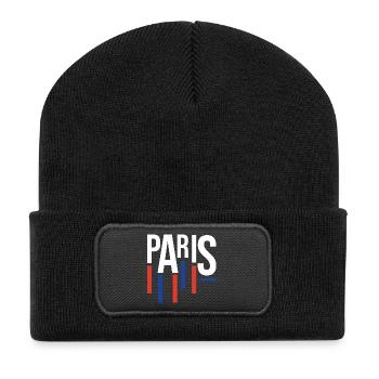 Paris Typography with Flag Accents - Recycled Patch Beanie - black - Front