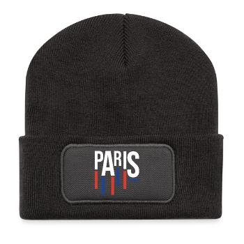 Typographie de Paris avec accents de drapeau - Beanie recyclé à patch - charbon - Devant