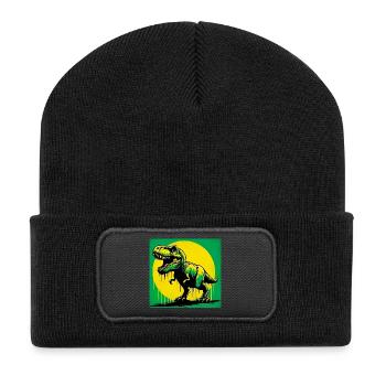 Dinosaurier - Recycelte Patch Beanie - Schwarz - Vorne