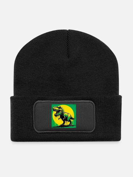 Dinosaurier - Recycelte Patch Beanie - Schwarz
