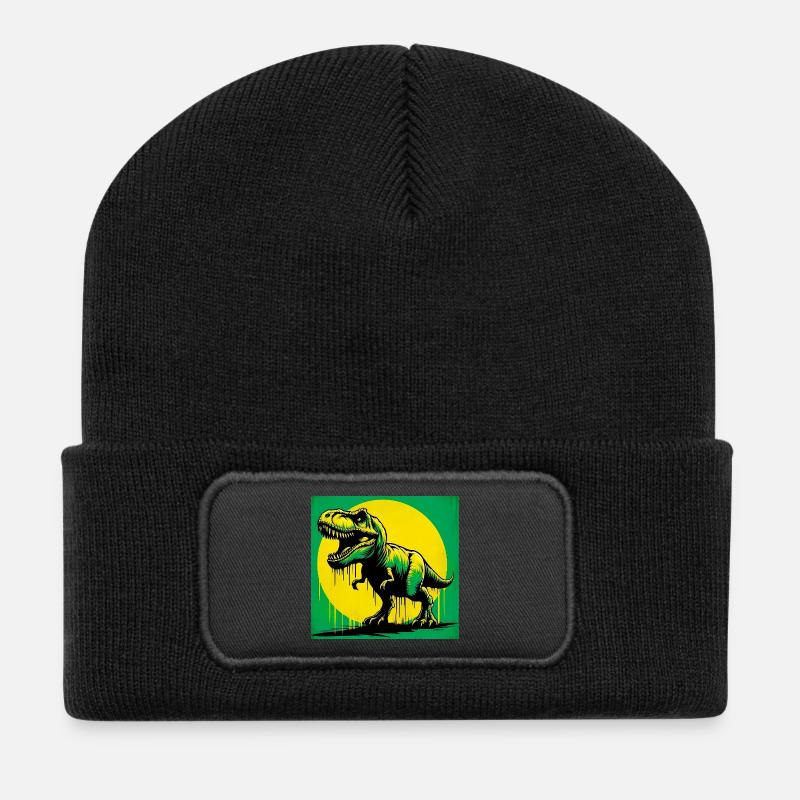 Dinosaurier - Recycelte Patch Beanie - Schwarz
