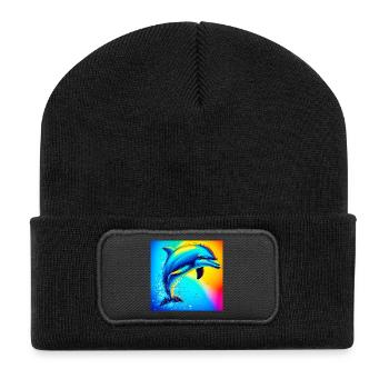 Delfin - Recycelte Patch Beanie - Schwarz - Vorne