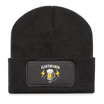 Elektrinker: Electrical Wordplay Beer &amp; Cable Design - Recycled Patch Beanie - dark grey - Front