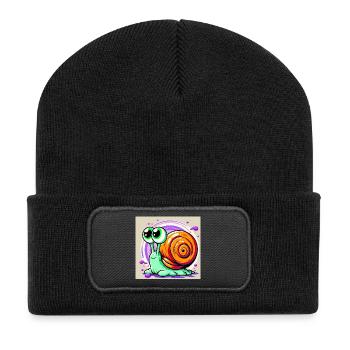 Schnecke - Recycelte Patch Beanie - Schwarz - Vorne
