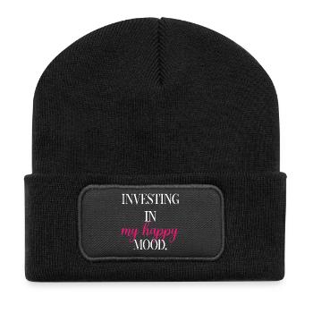 Investing In My Happy Mood Self Care Fun	 - Recycled Patch Beanie - black - Front