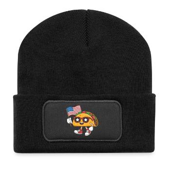 Patriotic Kawaii Taco Independence Day 4th of - Recycled Patch Beanie - black - Front