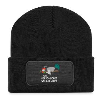 Personal sleep shirt gift rooster chicken chickens - Recycled Patch Beanie - black - Front