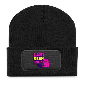 Last seen online: Meme design with annoyed cat - Recycled Patch Beanie - black - Front