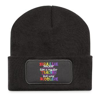 Braille Teacher Braille Dotum - Recycled Patch Beanie - dark grey - Front