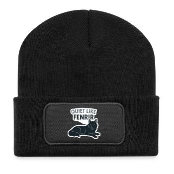 Leise wie Fenrir Wolf Design - Recycelte Patch Beanie - Schwarz - Vorne