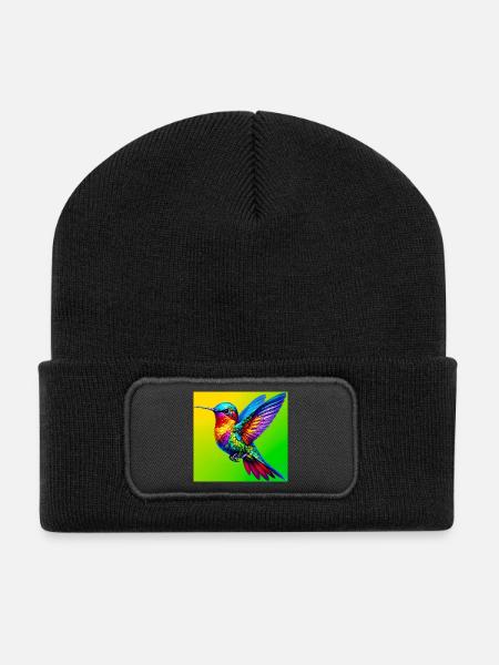 Kolibri - Recycelte Patch Beanie - Schwarz