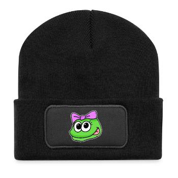 tête de fille grenouille tête d'animal - Beanie recyclé à patch - noir - Devant