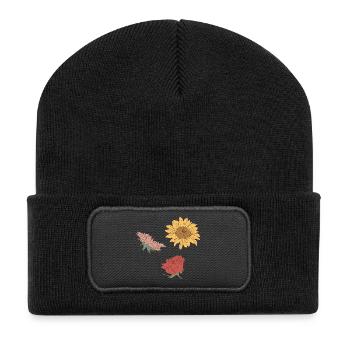 Flowers - Recycled Patch Beanie - black - Front