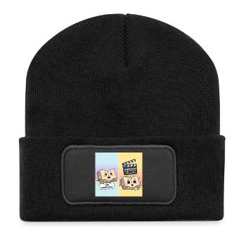 Livre vs. film – Motif de littérature drôle - Beanie recyclé à patch - noir - Devant