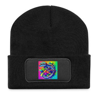 Gecko - Recycelte Patch Beanie - Schwarz - Vorne