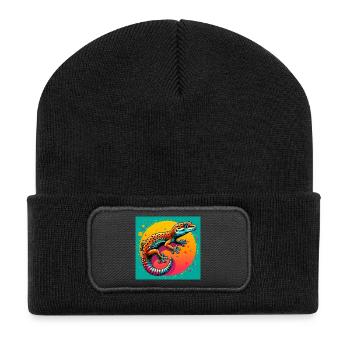 Gecko - Recycelte Patch Beanie - Schwarz - Vorne