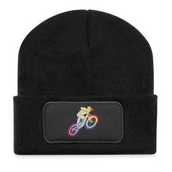 Rainbow-style mountain bike adventure - Recycled Patch Beanie - black - Front