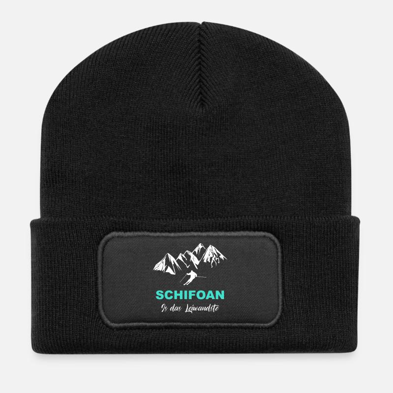 Skifahren is das Leiwandste - Recycelte Patch Beanie - Schwarz