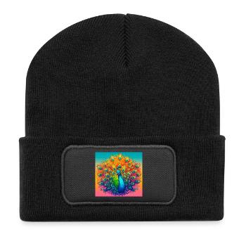 Pfau - Recycelte Patch Beanie - Schwarz - Vorne