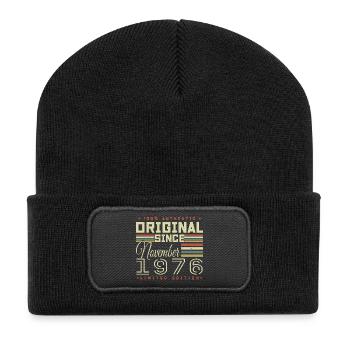 cadeau d'anniversaire novembre 1976 - Beanie recyclé à patch - noir - Devant