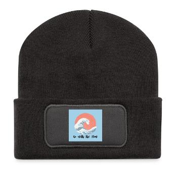 Vagues de la mer avec dicton motivant - Beanie recyclé à patch - charbon - Devant