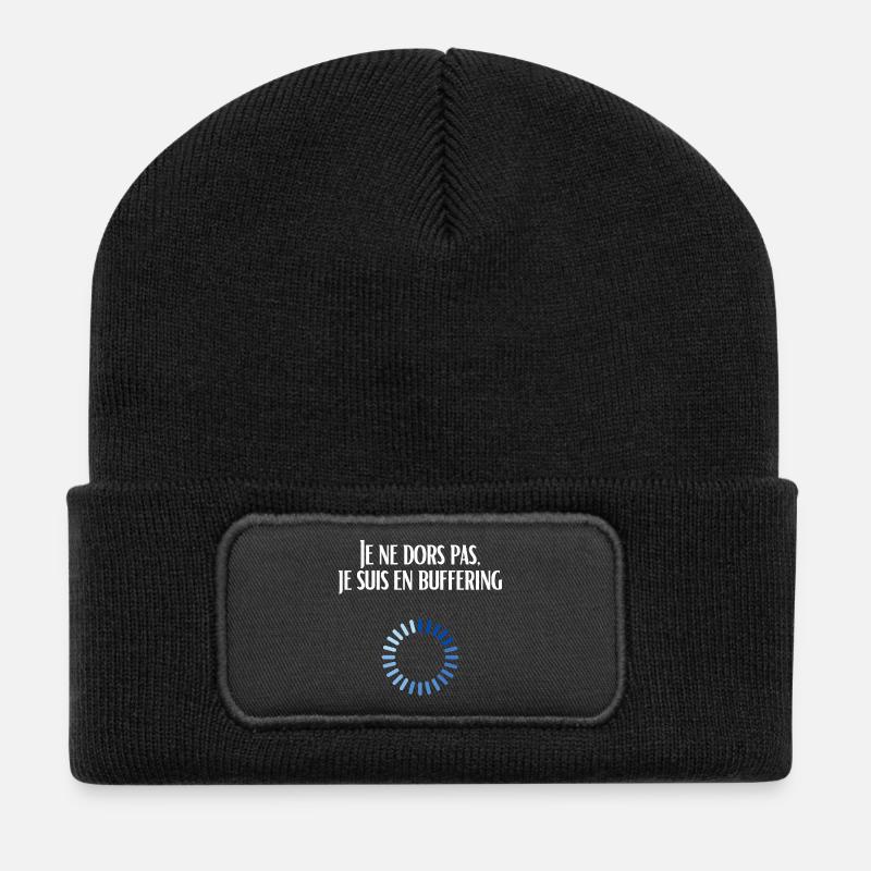Ich schlafe nicht, ich puffere - Recycelte Patch Beanie - Schwarz