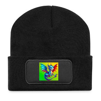 Drache - Recycelte Patch Beanie - Schwarz - Vorne