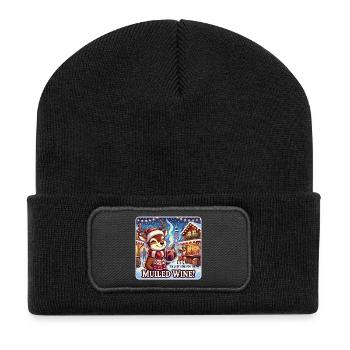 Reindeer with mulled wine - Christmas enjoyment - Recycled Patch Beanie - black - Front