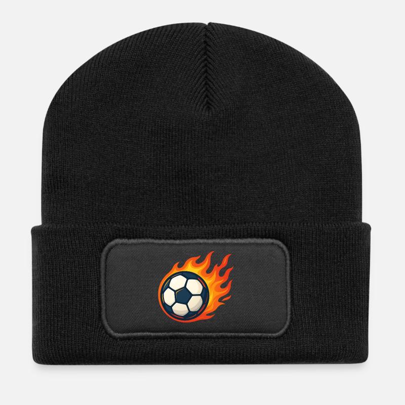 Fireball Football Flame - Recycled Patch Beanie - black
