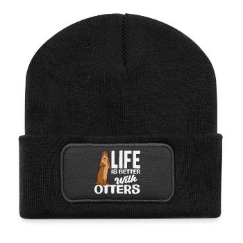 Seeotter Leben Besser - Recycelte Patch Beanie - Schwarz - Vorne